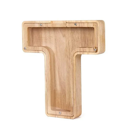 Charming 26-Letter Wooden Piggy Bank - Stylish Coin Storage & Home Decor Gift for Christmas