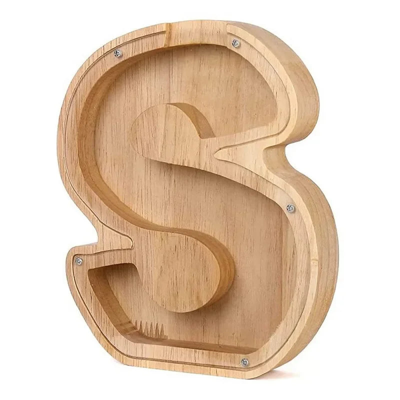 Charming 26-Letter Wooden Piggy Bank - Stylish Coin Storage & Home Decor Gift for Christmas