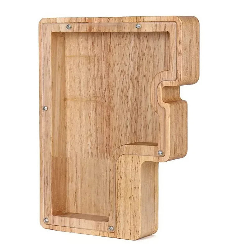 Charming 26-Letter Wooden Piggy Bank - Stylish Coin Storage & Home Decor Gift for Christmas