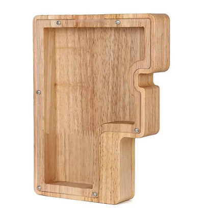 Charming 26-Letter Wooden Piggy Bank - Stylish Coin Storage & Home Decor Gift for Christmas