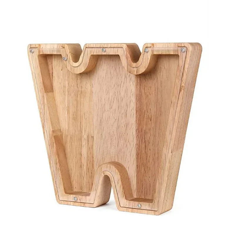 Charming 26-Letter Wooden Piggy Bank - Stylish Coin Storage & Home Decor Gift for Christmas
