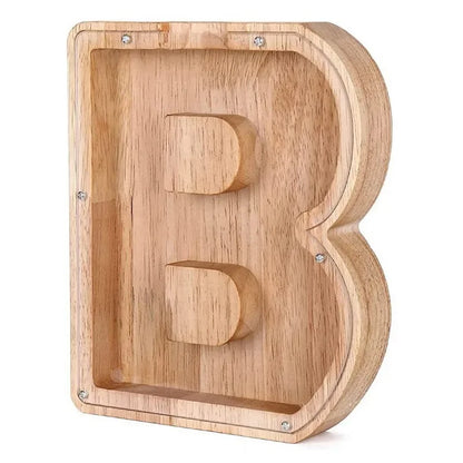 Charming 26-Letter Wooden Piggy Bank - Stylish Coin Storage & Home Decor Gift for Christmas