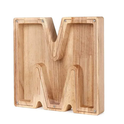 Charming 26-Letter Wooden Piggy Bank - Stylish Coin Storage & Home Decor Gift for Christmas