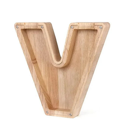 Charming 26-Letter Wooden Piggy Bank - Stylish Coin Storage & Home Decor Gift for Christmas