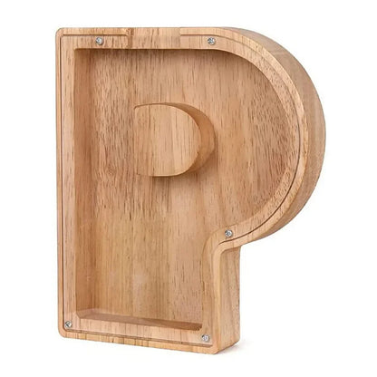 Charming 26-Letter Wooden Piggy Bank - Stylish Coin Storage & Home Decor Gift for Christmas