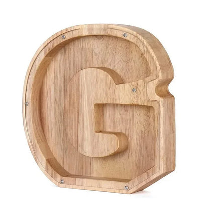 Charming 26-Letter Wooden Piggy Bank - Stylish Coin Storage & Home Decor Gift for Christmas