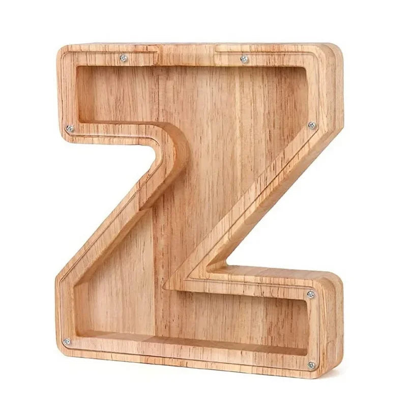 Charming 26-Letter Wooden Piggy Bank - Stylish Coin Storage & Home Decor Gift for Christmas